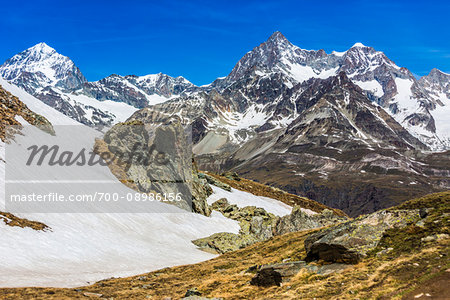 Snow coverd Riffelberg mountain ridge at Zermatt, Switzerland