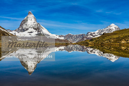 The Matterhorn reflected in Riffelsee Lake at Zermatt, Switzerland