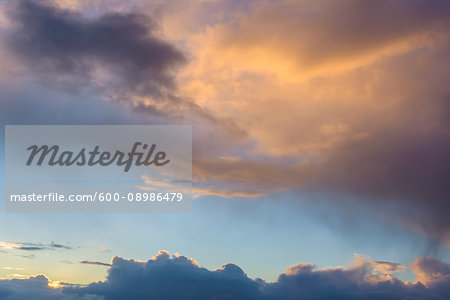 Mixture of clouds at sunset over the Isle of Skye in Scotland, United Kingdom