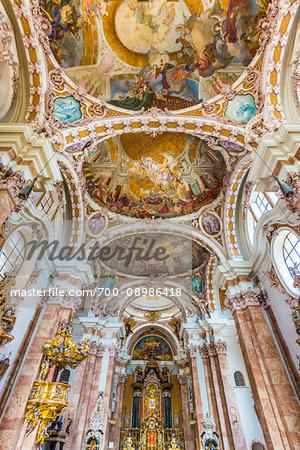 The Baroque interior of the Innsbruck Cathedral, also known as the Cathedral of St James, Innsbruck, Austria The Baroque interior of the Innsbruck Cathedral, also known as the Cathedral of St James, Innsbruck, Austria