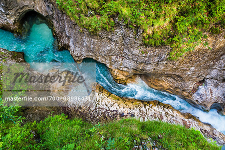 High angle view of the Leutasch Spirit Gorge (Leutascher Geisterklamm) in Leutasch, Austria