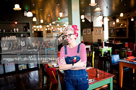 Quirky woman in bar and restaurant, Bournemouth, England