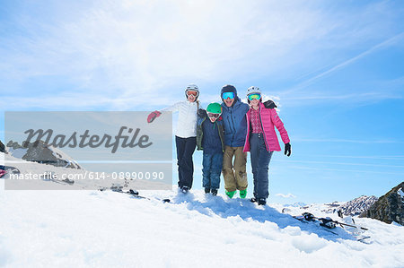 Family on skiing holiday, Hintertux, Tirol, Austria