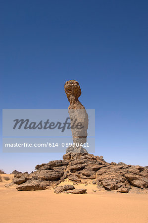 Rock formation called The Finger of Allah, Akakus, Sahara desert, Fezzan, Libya