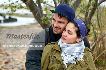 Romantic young couple at beach