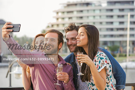 Friends posing for selfie