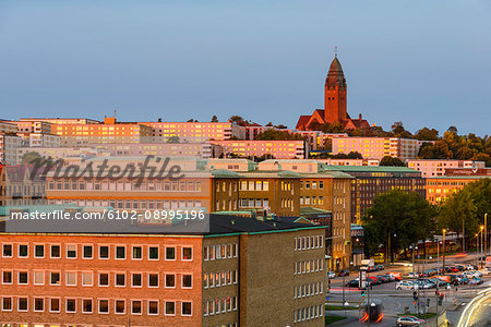 City buildings at dusk