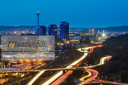 City traffic at dusk