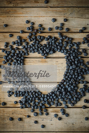 Heart made out of blueberries