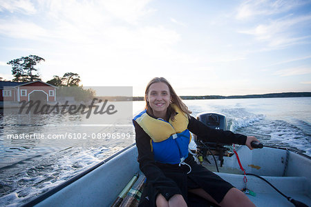 Teenage girl on boat