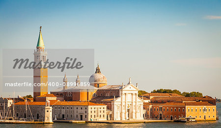 Panoramic view during sunset on San Giorgio Maggiore, Venice - Italy