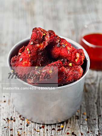 close up of spicy fried chicken