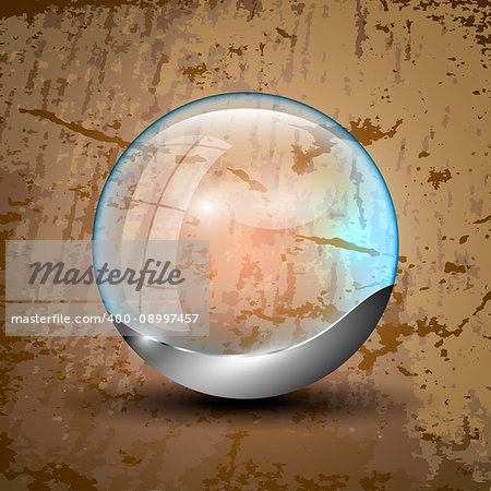 Transparent orb with gray bottom and blue illumination. Vector illustration.