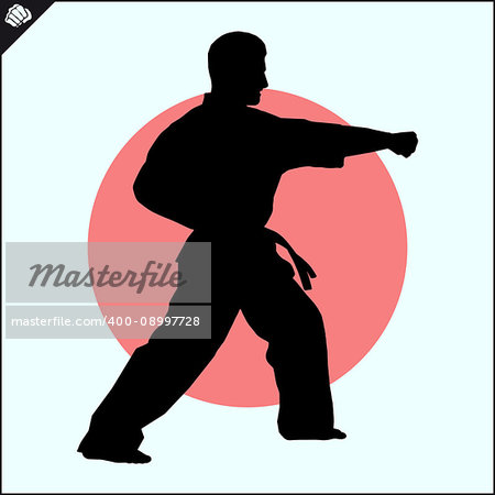 Fighting combat Fighter in kimono dogi taekwondo hapkido Vector EPS