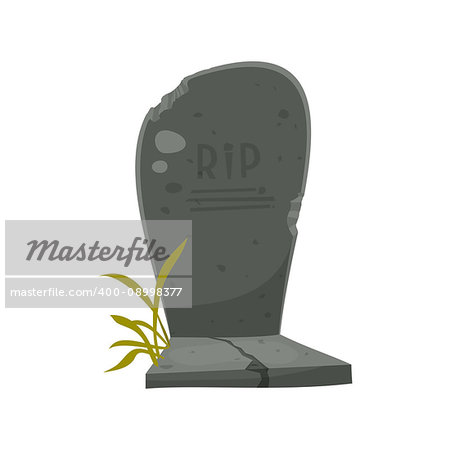 Cartoon Tombstone With RIP Illustration. Halloween tombstone for graveyard landscape with rest in peace inscription. Funny cartoon style vector illustration