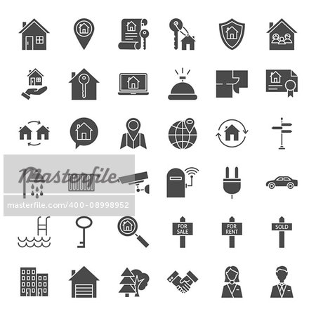 House Solid Web Icons. Vector Set of Real Estate Glyphs.