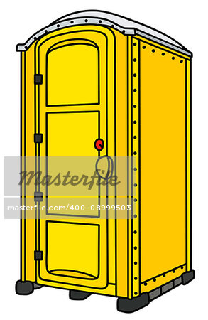 Hand drawing of a yellow plastic mobile toilet