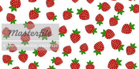 seamless of red strawberries on white background. Vector illustration.