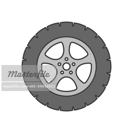 Car wheel flat line icon