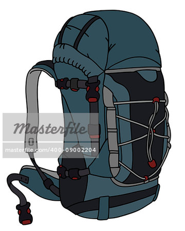 Hand drawing of a blue and gray backpack