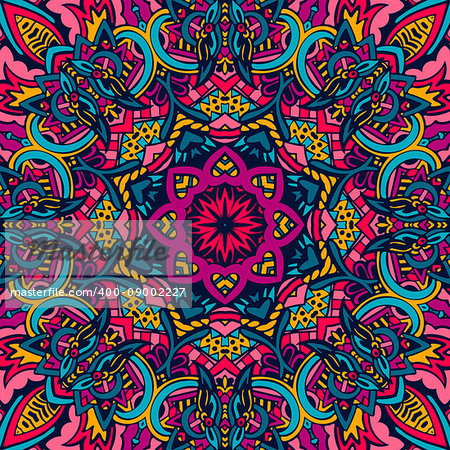 Abstract Tribal vintage ethnic seamless pattern ornamental. colorful floral mandala festival