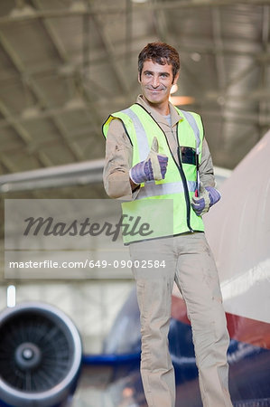 Aircraft worker giving ?thumbs up?