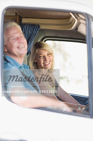 Older couple driving RV