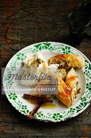 Plate of pastries with ice cream