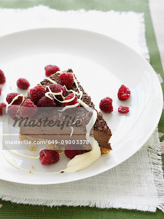 Plate of chocolate cake with berries