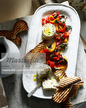 Ricotta with roasted peppers and grilled sourdough