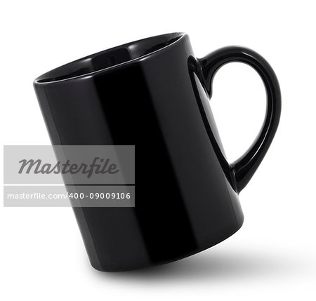 Black cup isolated on white background with clipping path