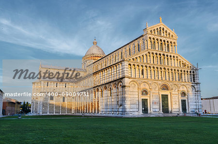 Sunset view of Pisa Cathedral, Tuscany, Italy