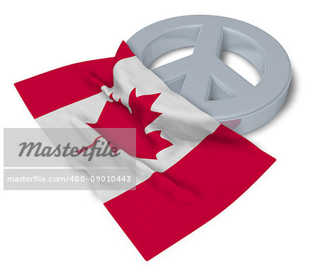 peace symbol and flag of canada - 3d rendering