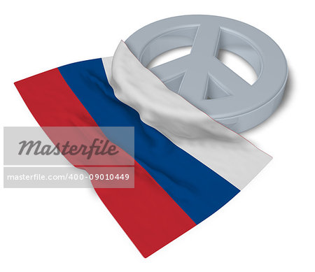 peace symbol and flag of russia - 3d rendering