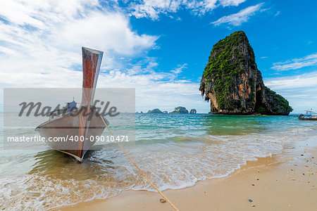 Shore of Thailand, view of the beautiful sea and boat
