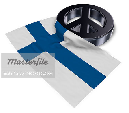 peace symbol and flag of finland - 3d rendering