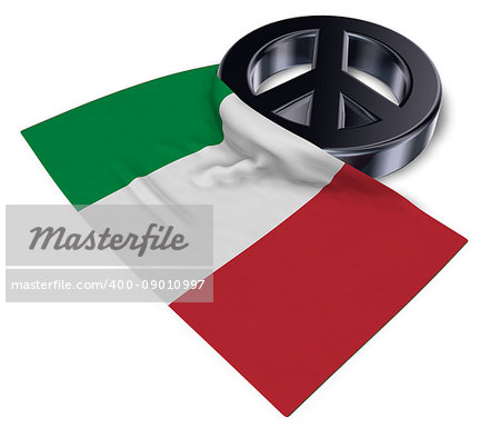 peace symbol and flag of italy - 3d rendering