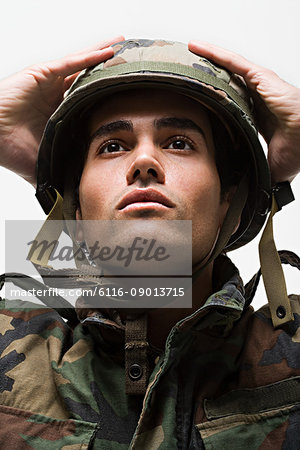 Portrait of young male soldier