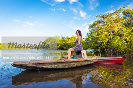Woman on boat, Fortaleza, Ceara, Brazil, South America