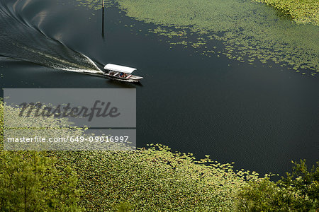 Boat on Lake Scutari, Rijeka Crnojevica, Montenegro,