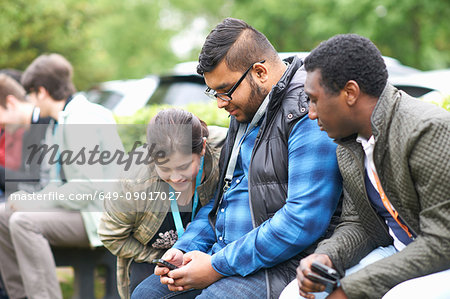 Students at vocational school taking break