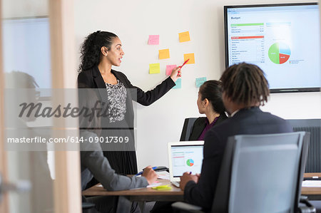 Businessman and businesswomen, sitting in office, having discussion, brainstorming