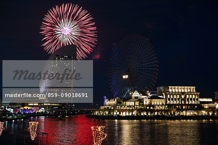 Fireworks in Minato-mirai, Yokohama, Japan