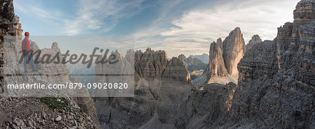 Sesto/Sexten, Dolomites, South Tyrol, province of Bolzano, Italy. View from a recovery of the First World War on Tre Cime/Drei Zinner and Croda Passaporto
