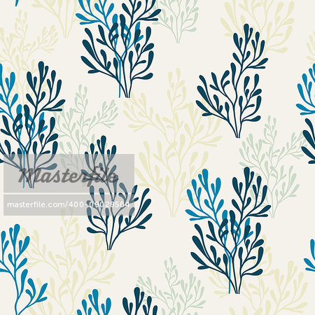 Summer seamless pattern with abstract flora element. Vector plant wallpaper.