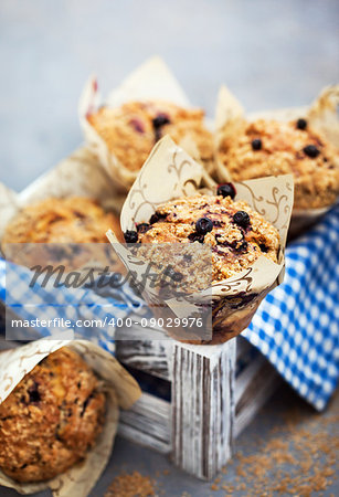 Fresh homemade delicious blueberry streusel muffins