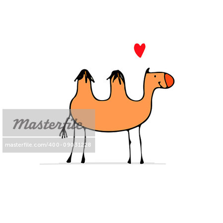 Camel, sketch for your design. Vector illustration