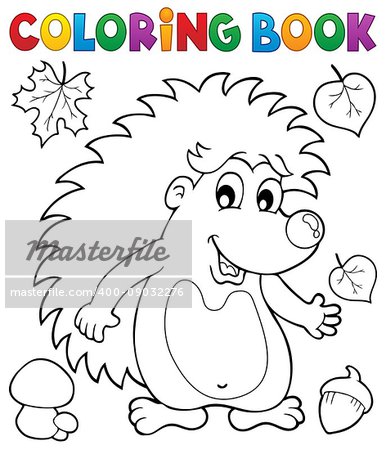 Coloring book hedgehog theme 1 - eps10 vector illustration.