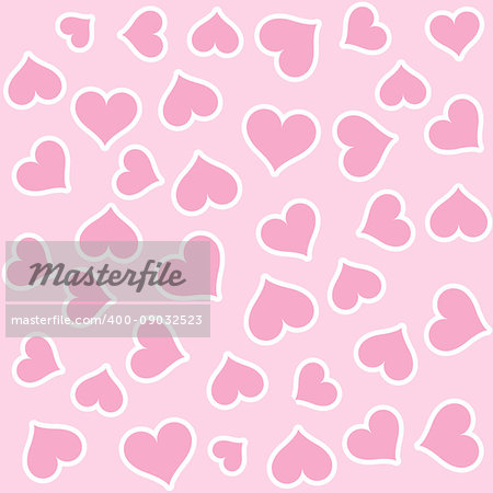 Pink hearts seamless background pattern. Vector illustration