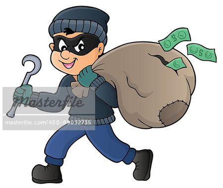 Thief with bag of money theme 1 - eps10 vector illustration.